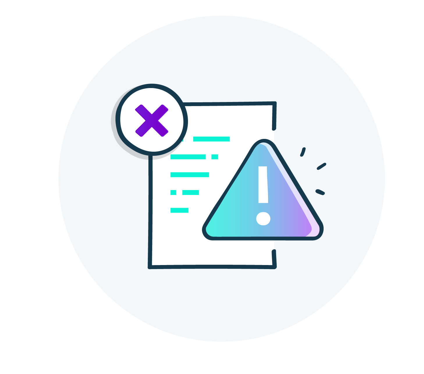 an icon with representing a file with a danger sign