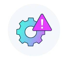 an icon with a gear and a danger sign