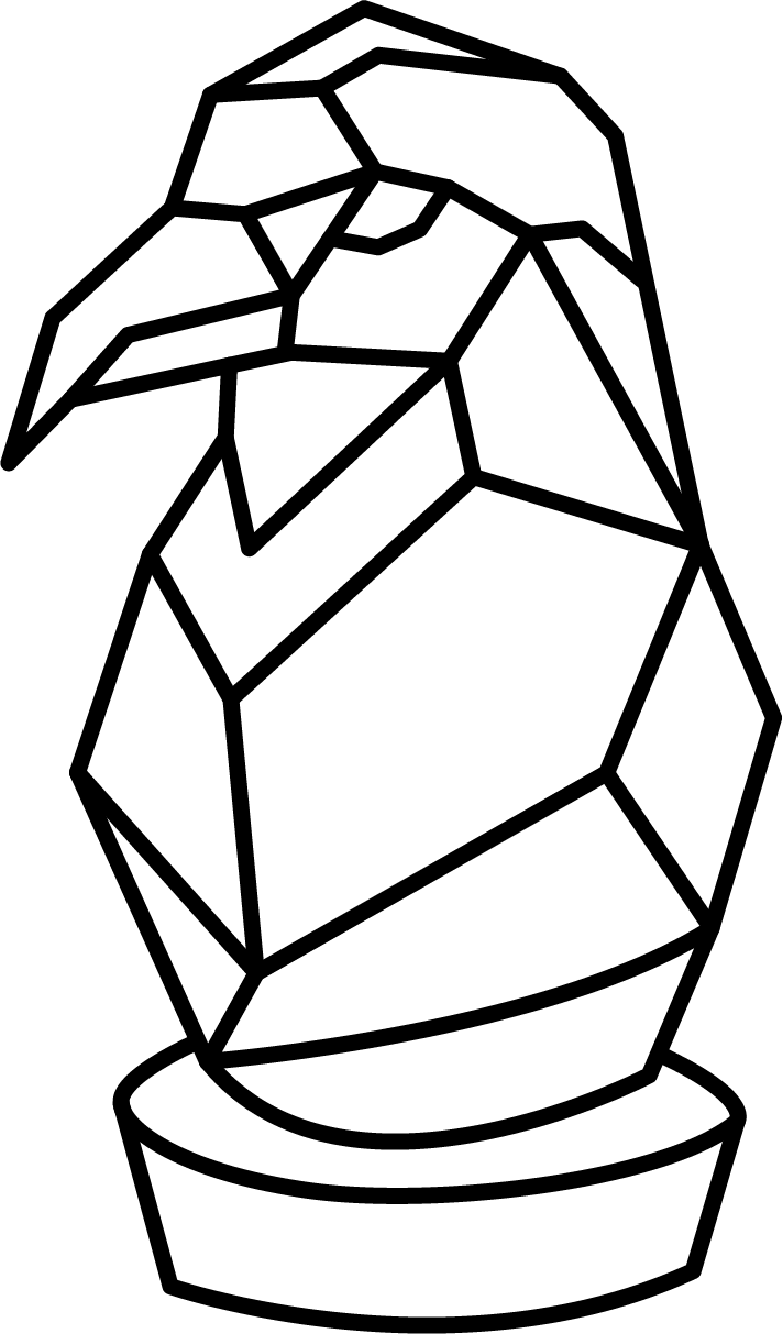 line art of a crow standing and looking to the right