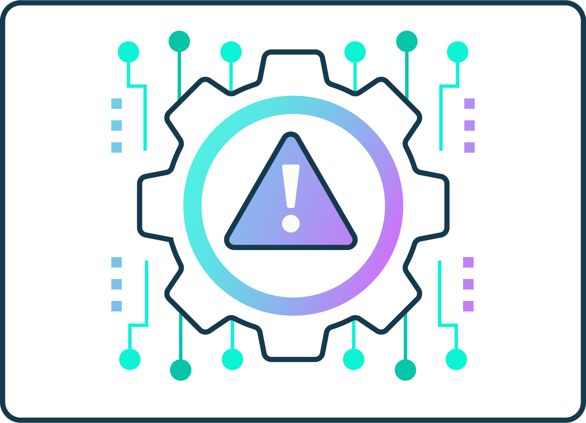 an icon with a warning sign inside a large gear