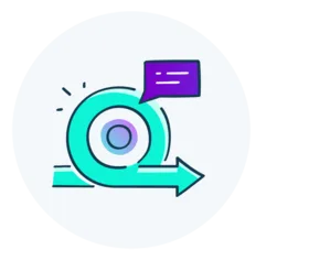 an icon with an arrow representing a strategic path